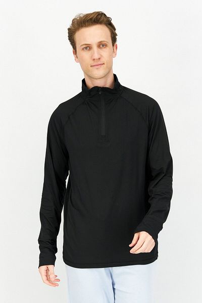 gaiam Men Sportswear Fit 1/4 Zip Long Sleeve Training Sweatshirt, Black