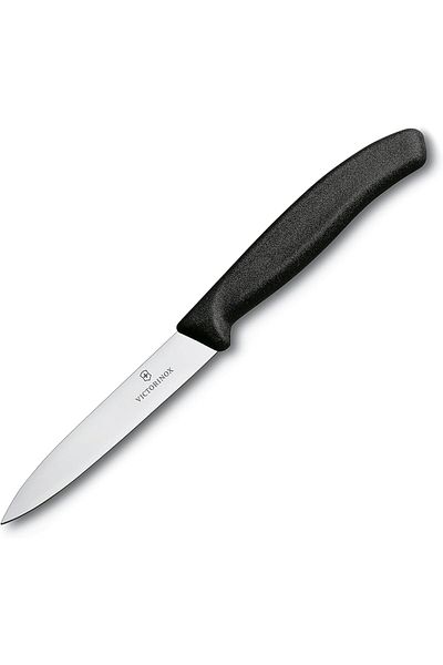 Victorinox Swiss Classic Paring 4" Straight Blade 5/8" Width at sharp Tip in Black Handle