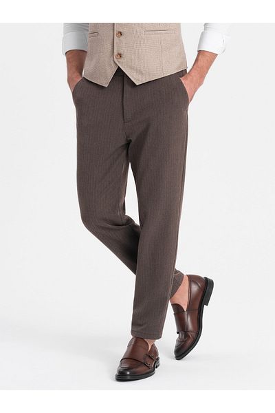 OMBRE Herren Chinohose mit elastischem Bund SLIM FIT - Schokolade V2 OM-PACP-0158 M