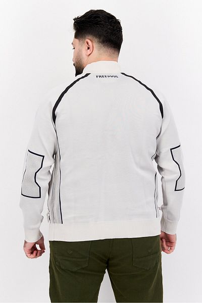 freesoul Men Mock Neck Brand Logo Long Sleeve Sweatshirt, Light Grey