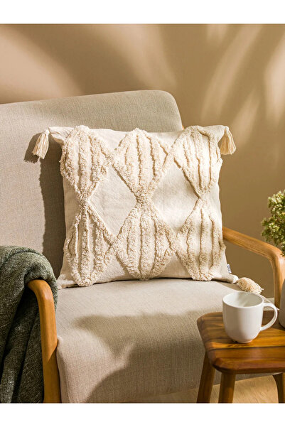 LC Waikiki LCW Μπεζ Κάλυμμα Μαξιλαριού με Φούντες 45x45 εκ.