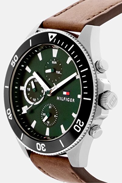 Tommy Hilfiger Men 1791983 Analog Leather Band Watch , Tan