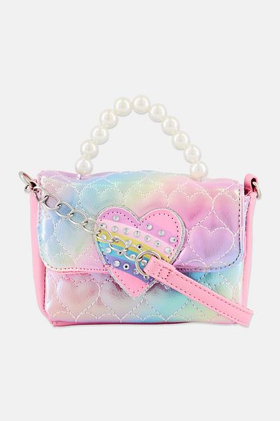 OMG Accessories Heart Quilted Cross Body Bag 13 H X 15 L X 6 W Cm, Pink