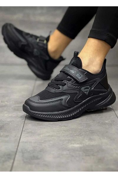 WEBORN Pantofi sport pentru copii, cu șireturi, negru, cu un singur velcro, flexibili, ușori, respirabili, confortabili, unisex, cu plasă