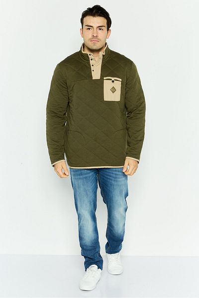 Hurley Men High Neck Quilted Long Sleeves Sweatshirt, Olive