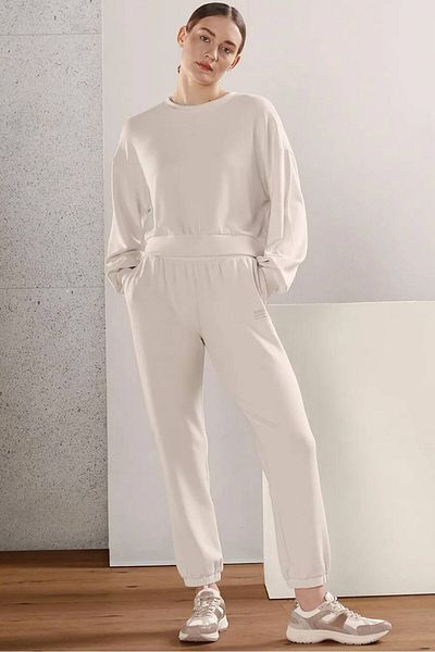 Tchibo Women Regular Fit Drawstring Jogger Pants, Beige