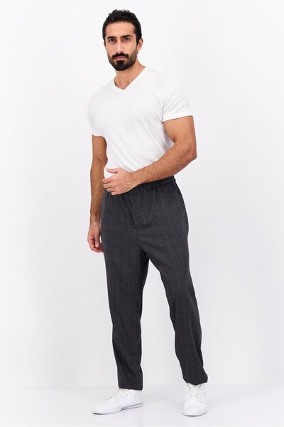 Hugo Boss Men Regular Fit Plaid Dress Pants, Grey combo