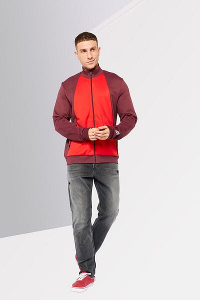Diesel Men Mock Neckline Long Sleeve Sweatshirt, Red