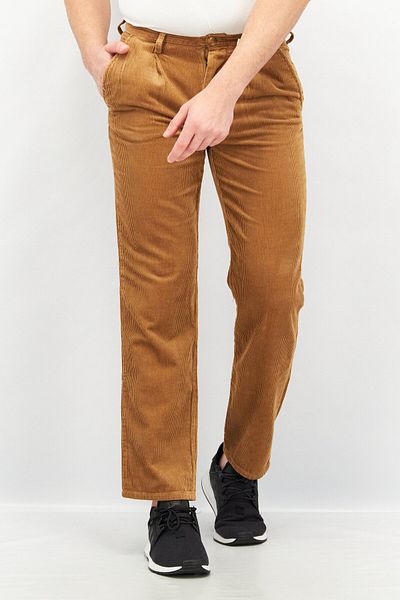 CELIO Men Relaxed Fit Textured Corduroy Pants, Tan