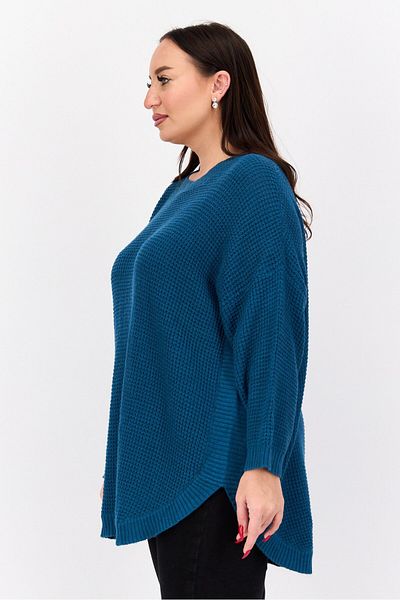 Black Tape Women Plus Size Long Sleeve Textured Sweater, Teal Blue