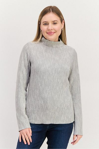 Sadie & Sage Women Mock Neck Knitted Sweater, Grey