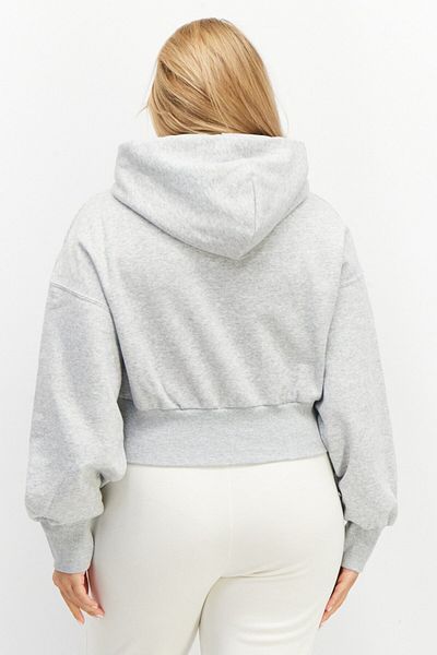 Puma Women Sportswear Fit Long Sleeve Cropped Training Hoodie, Grey Heather