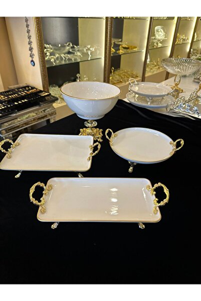 MaviDamla 4 PARÇA PORSELEN SET GOLD