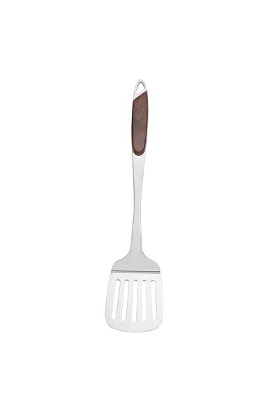 DELCASA Stainless Steel Slotted Turner with Wooden Handle, DC2149