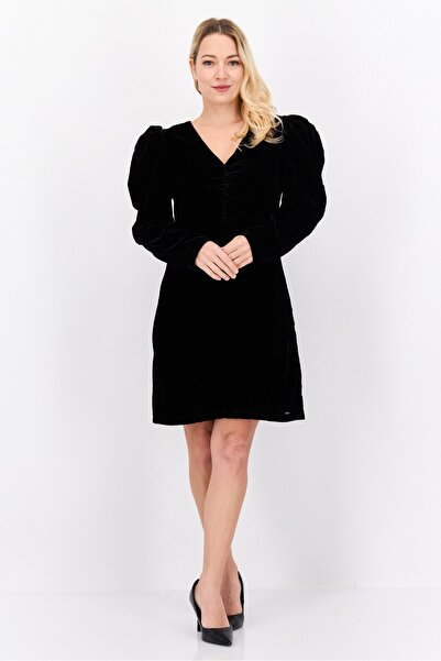 Pepe Jeans فستان نسائي قصير من المخمل، أسود