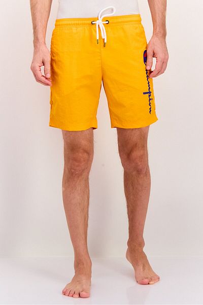 Champion Men Drawstring Graphic Print Swim Shorts, Orange