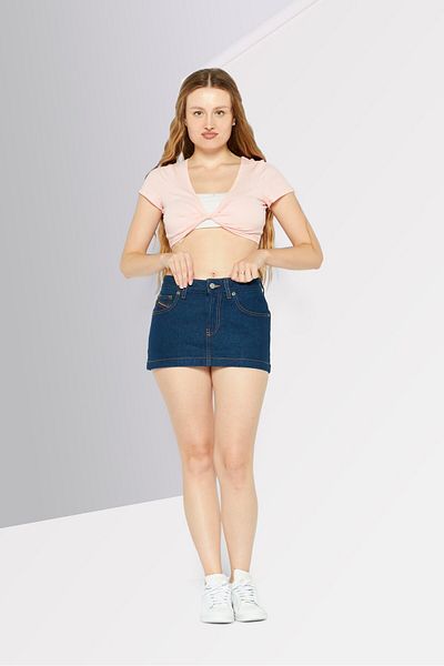 Diesel Women Solid Denim Mini Skirt, Navy