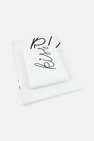 Tchibo Lettering Bed Linen With 1 Pillowcase 135 x 200 cm, White and Black