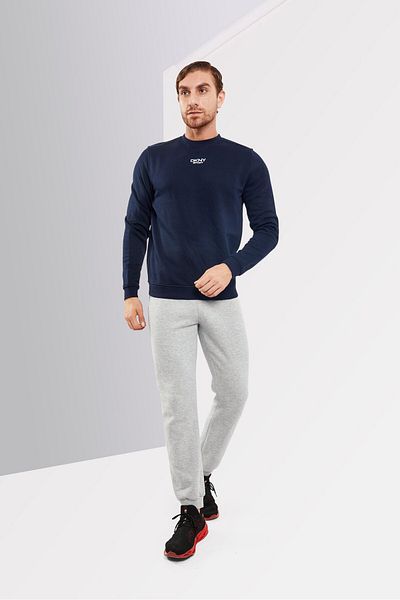 Dkny Men Sportswear Fit Crew Neck Long Sleeves Brand Logo Sweatshirt, Navy