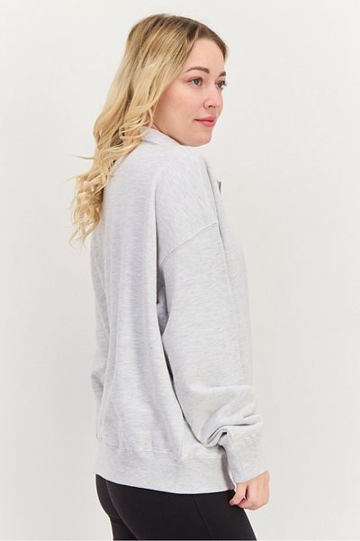 X-Girl Women Turtle Neck Embraided Logo Long Sleeves Sweatshirt, Grey