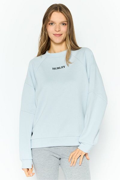 Hurley Women Sportswear Fit Long Sleeve Training Sweatshirt, Light Blue