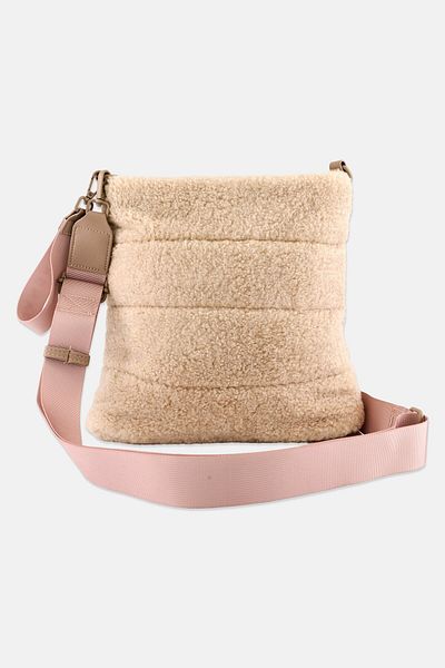Danskin Women Faux Fur Cross Body Bag 25 H X 25 L x 8 W Cm, Cream