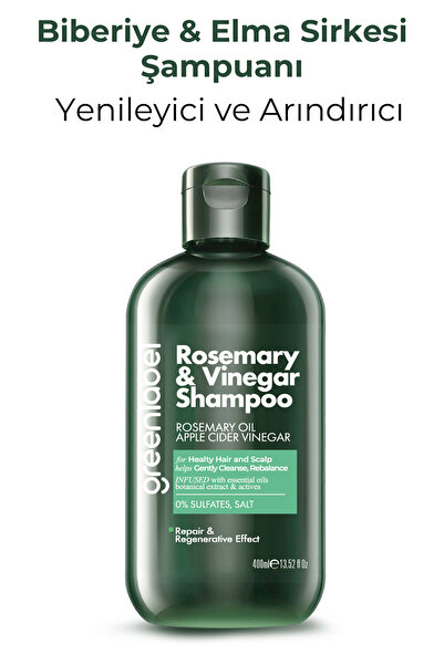 Greenlabel Biberiye Ve Elma Sirkesi Özlü Tuzsuz Parabensiz Sülfatsız Yenileyici Ve Arındırıcı şampuan 400 ml
