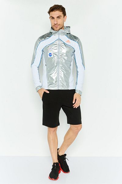 adidas Men Sportswear Fit Training Hooded Jacket, Silver