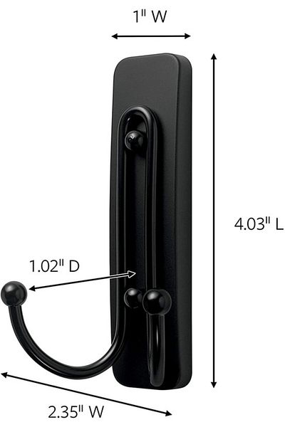 COMMAND 3M COMMAND LARGE MATTE BLACK DOUBLE HOOK -DECORATIVE & METALLIC 17036MB-ES