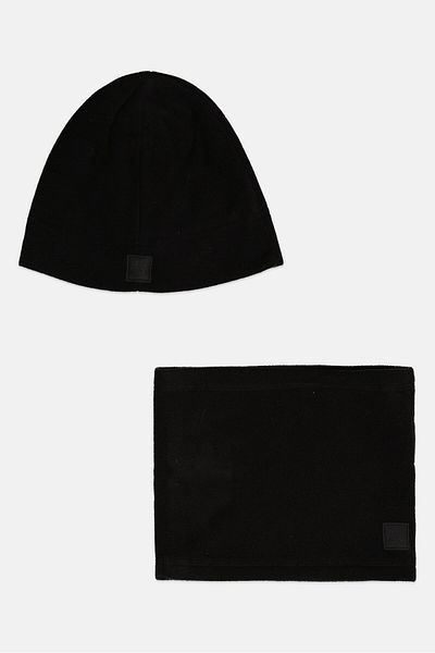Rainforest Men 2 Pcs Fleece Hat And Gaiter Set, Black
