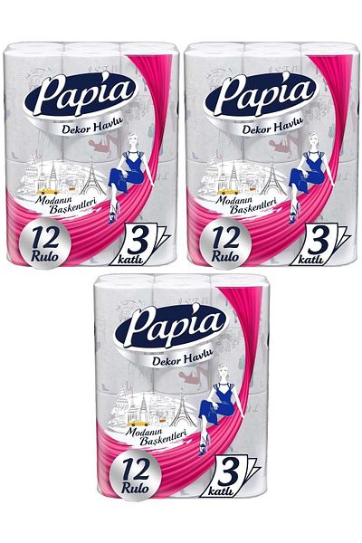 Papia Paper Towel Decor (MODANON PRESIDENTS PATTERNED) Set of 36 (3PK*12)