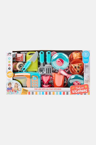 Toy Chef Mini Electric Microwave With Foods Set, Blue Combo