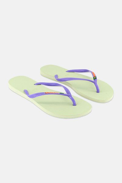Havaianas Women Style 2 Slip On Brand Logo Slipper, Lime Green