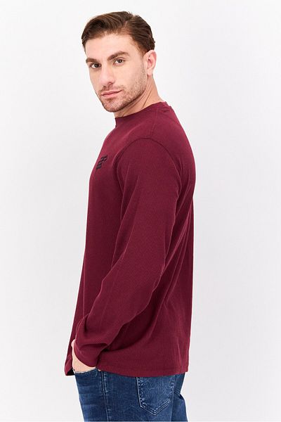 Rocawear Men Crew Neck Long Sleeves Textured Sweatshirt, Maroon