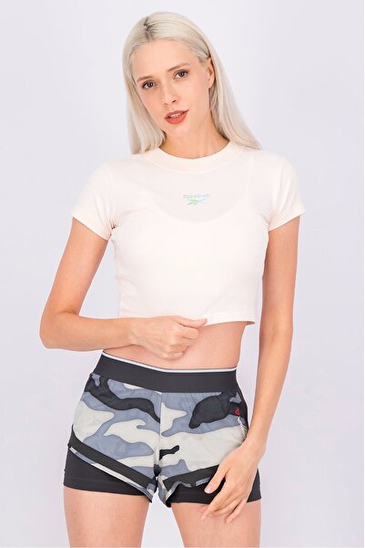 Reebok توب قصير ضيق كلاسيكي مناسب للرياضة للنساء، لون خوخي