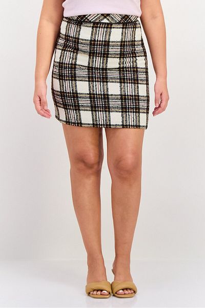 Esprit Women Plaid Mini Skirt, Off White