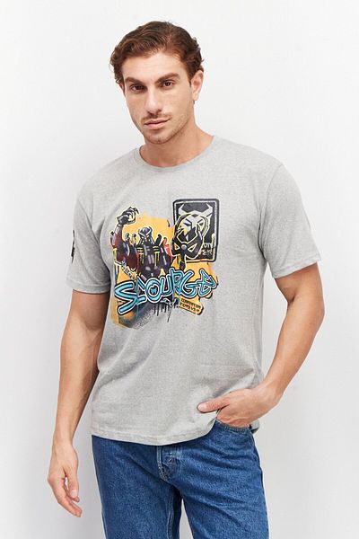 transformers Men Crew Neck Short Sleeve Graphic Printed T-Shirts, Grey Combo