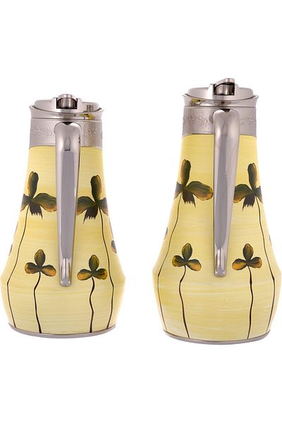 ALSAIF Coffee And Tea Vaccum Flask Set In Nickel / Leak-proof And Keeps Drinks Hot 1.0/0.75 Liter