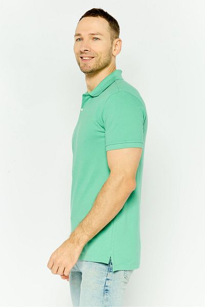 GAP Men Regular Fit Textured Short Sleeves Polo Shirt, Teal Green
