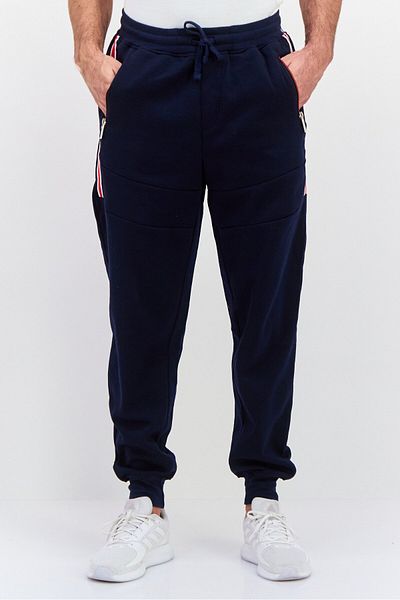 One Point One Men Regular Fit Plain Drawstring Jogger Pants, Navy
