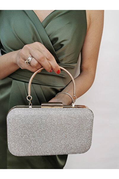 Soave Collection حقيبة سهرة نسائية ذات مظهر حجري كبير وسلسلة ذهبية لامعة لحفل...