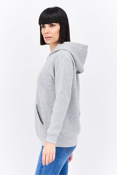 Brave Soul Women Hooded Long Sleeve Graphic Print Sweatshirts, Heather Grey