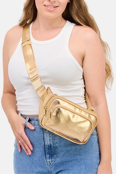 Urban Expressions Women Solid Cross Body Bag 21 L x 13 H x 5 W cm, Rose Gold