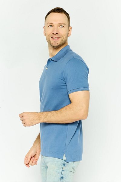 GAP Men Regular Fit Short Sleeves Plain Polo Shirt, Ash Blue