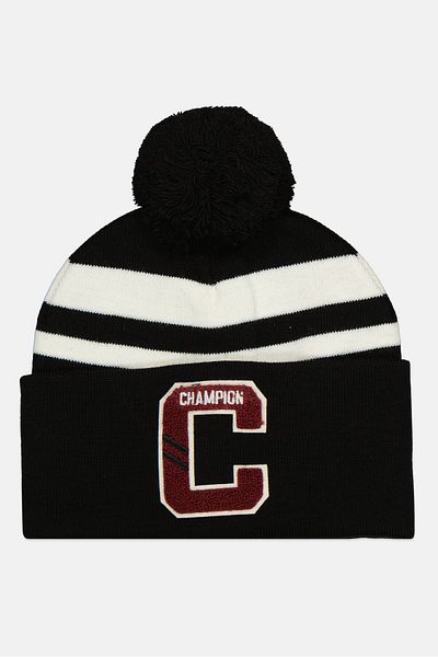 Champion Women Embroidered Logo Pom Pom Beanie Hat, Black