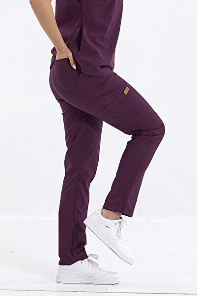 Brl Üniforma بنطلون طبيب وممرضة مع جيب سفلي واحد بلون البرقوق |   BRLSNAPS