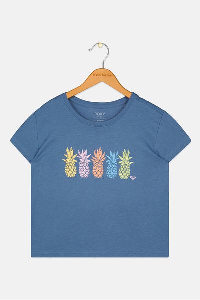 Roxy Kids Girl Graphic Printed Short Sleeve Top, Sage Blue