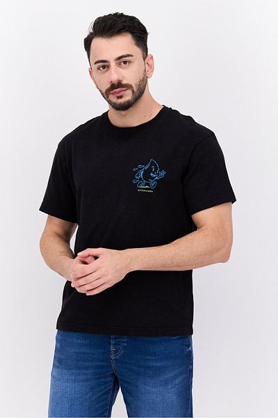 Scotch & Soda تي شيرت رجالي بطبعة جرافيكية بأكمام قصيرة ورقبة دائرية، أسود