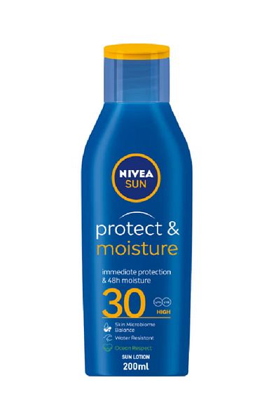 NIVEA SUN Protect & Moisture Sun Lotion, UVA & UVB Protection, SPF 30 Blue 200ml