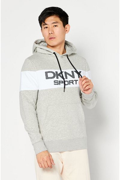 DKNY Sport Men Sportswear Fit Training Hoodie, Grey Combo